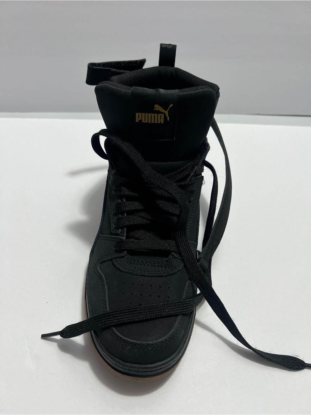 Puma Black High-Top Sneaker with Gold Logo